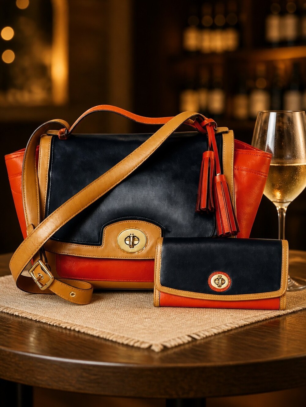 RARE! XLG COACH Campbell Colorblock Crossbody/Satchel & Wallet Set